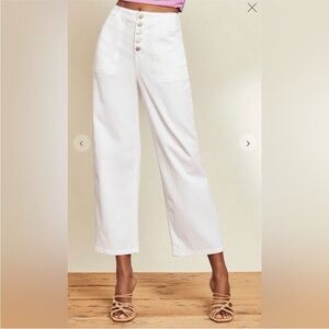 Veronica Beard crosbie crop wide high rise Wide-Leg Buttoned Pants size 31
